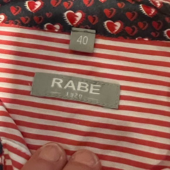 Red Striped Heart Button Shirt – Rabe size 40 - Picture 4 of 12